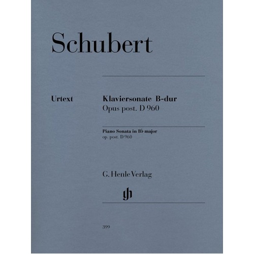 Schubert Piano Sonata in B Flat Major D 960 Urtext Edition