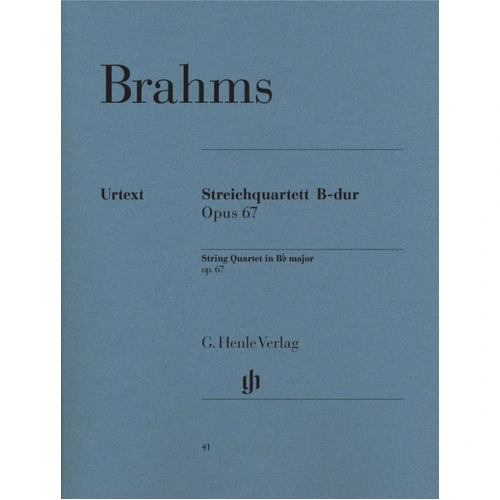 String Quartet Op 67 B Flat Urtext by Johannes Brahms - G. Henle Verlag, 64 pages for Cello, Viola, and Violin