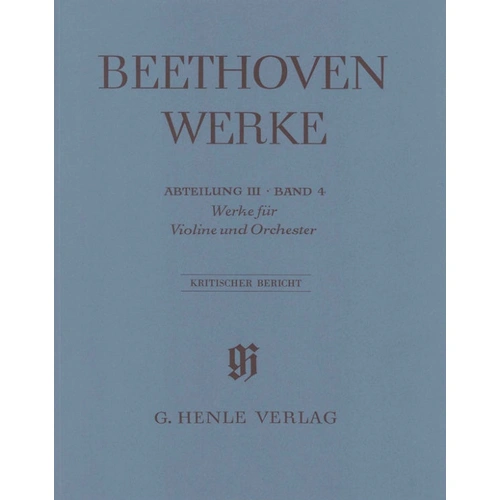 Beethoven Ludwig van Works for Violin and Orchestra Full Score - Henle