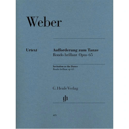 Invitation to the Dance Op. 65 D Flat for Piano Solo by Carl Maria von Weber, Urtext Edition, 16 Pages, G. Henle Verlag