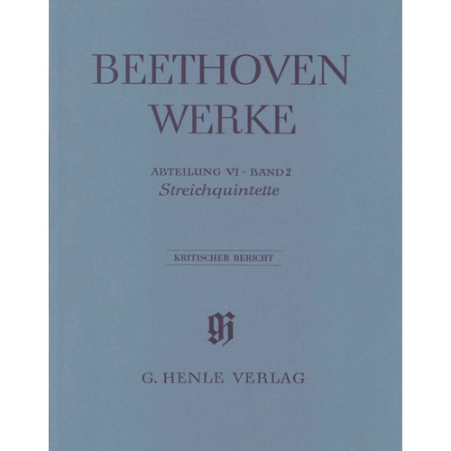 Beethoven String Quintets Full Score Bound Edition - Henle