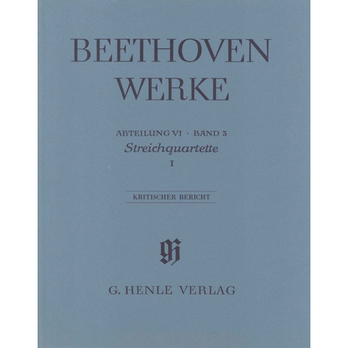 Beethoven String Quartets Op 18 Nos 1-6 Op 14 No 1 Full Score - Henle Edition