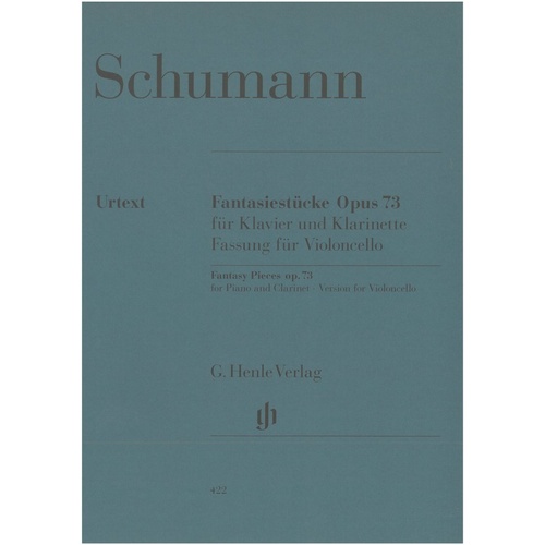 Schumann Fantasy Pieces Op. 73 for Cello and Piano, Urtext Edition, Edited by Ernst Herttrich, G. Henle Verlag, 38 Pages