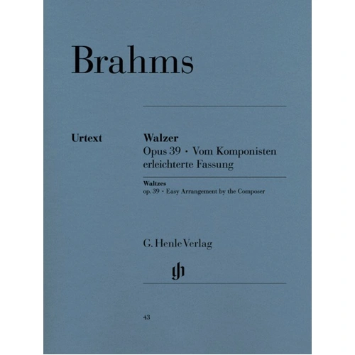 Waltzes Op 39 for Piano Solo by Johannes Brahms, Simplified Edition