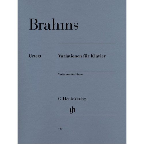 Brahms Variations for Piano Complete - Urtext Edition, Edited by Kann, Gerlach, Herttrich, McCorkle, Fingering by Kraus, G. Henle Verlag