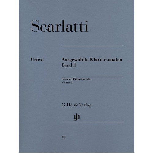Scarlatti Selected Sonatas Vol 2, Edited by Bengt Johnsson, Urtext Edition for Piano, 103 Pages, Publisher: G. Henle Verlag