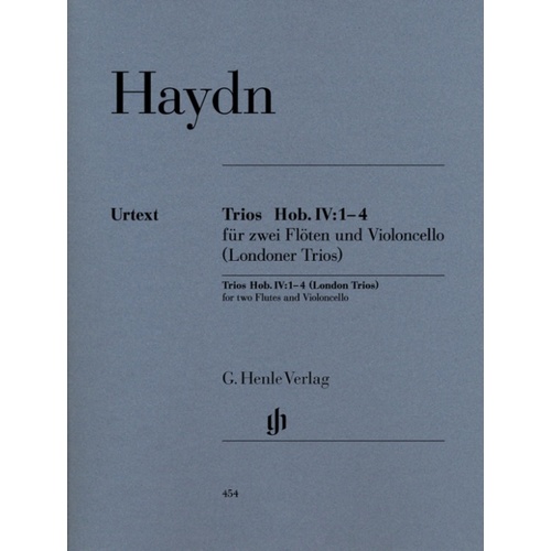 Haydn - London Trios Hob 4 No 1-4 2 Flutes/Cello (Set Of Parts) Book