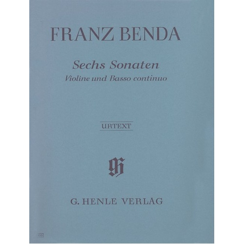 Franz Benda: 6 Sonatas for Violin and Basso Continuo, Urtext Edition, G. Henle Verlag, 131 Pages, Intermediate to Advanced Level