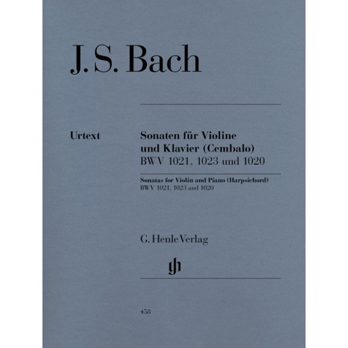 Bach - 3 Sonatas Bwv 1020, 1021, 1023 Violin/Piano Book