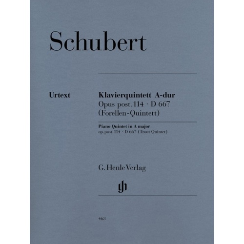 Schubert - Trout Quintet Op 114 Piano/Violin/Viola/Cello/Bas (Set Of Parts) Book