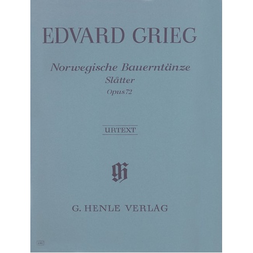 Norwegian Peasant Dances Op 72 by Edvard Grieg for Piano Solo, 78 Pages, Published by G. Henle Verlag