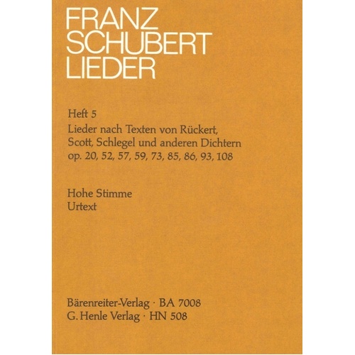 Lieder Book 5 High Lyrics By Rueckert Scott Schleg 