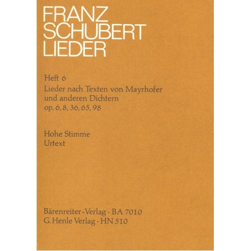 Lieder Book 6 High Lyrics By Mayrhofer And Others 