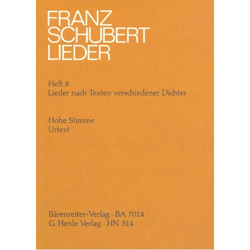 Lieder Bk 8 High Lyrics by Various Poets - Franz Schubert, G. Henle Verlag, Voice, 1 Page