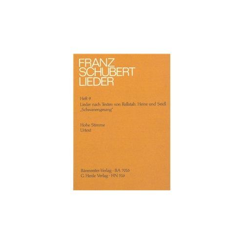 Lieder Bk 9 High Lyrics by Rellstab Heine Seidl - Franz Schubert, G. Henle Verlag, Vocal, Voice, 1 Page