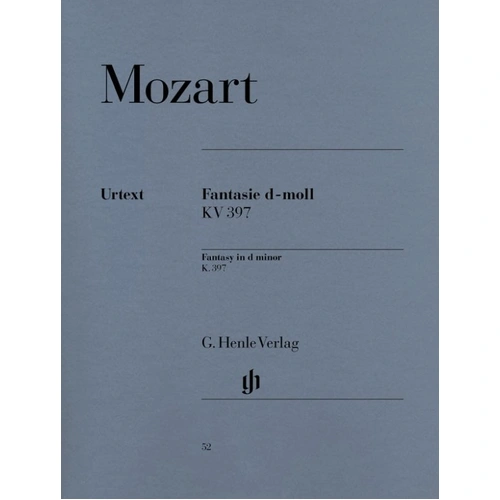 Mozart Fantasy D Minor K. 397 Urtext Edition for Piano Solo, Edited by Ullrich Scheideler, 8 Pages, G. Henle Verlag