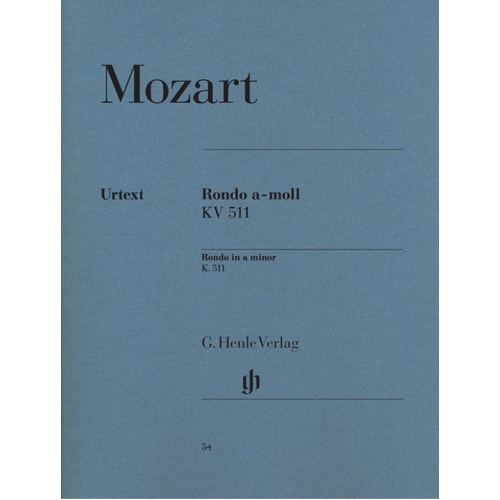 Mozart Rondo in A Minor K. 511 Piano Urtext Edition by G. Henle Verlag