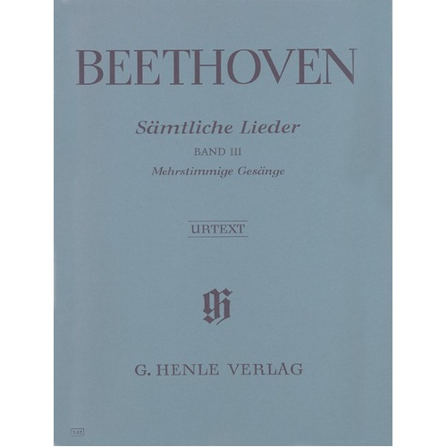 Complete Songs for Voice and Piano, Vol 3 by Beethoven, Ed Luhning, 40 Pages, G. Henle Verlag