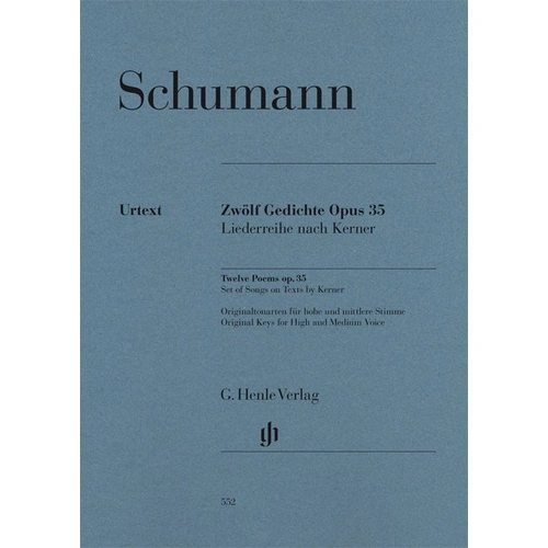 Twelve Poems Op. 35 for High & Medium Voice by Robert Schumann, Published by G. Henle Verlag, 1 Page