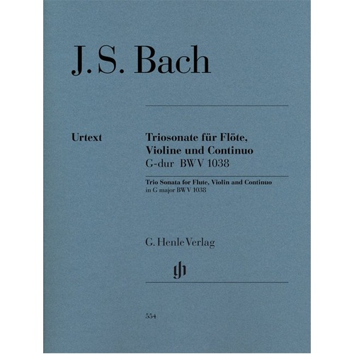 Trio Sonata in G BWV 1038 for Flute, Violin, and Piano by Johann Sebastian Bach