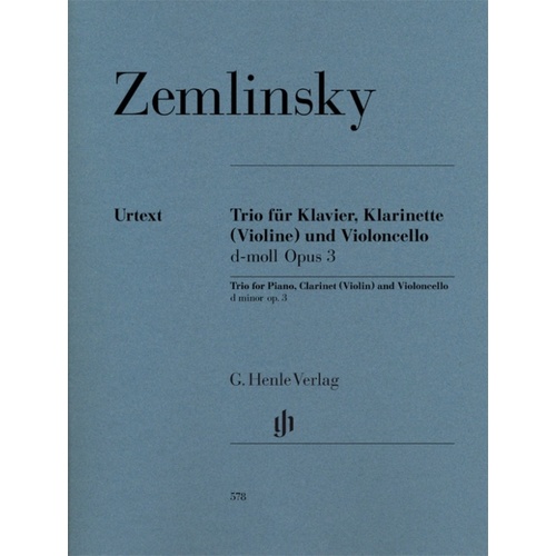 Zemlinsky - Trio D Min Op 3 Piano/clarinet/Vlc (Music Score/Parts) Book