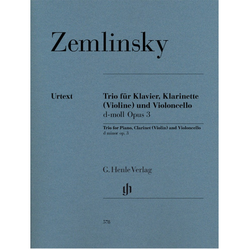 Zemlinsky Trio in D Minor Op 3 for Clarinet, Cello, and Piano Henle HN578