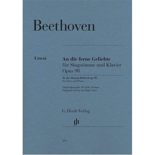 An die ferne Geliebte Op. 98 High Urtext by Beethoven - Vocal Score, 33 Pages, Edited by Helga Lhning, G. Henle Verlag