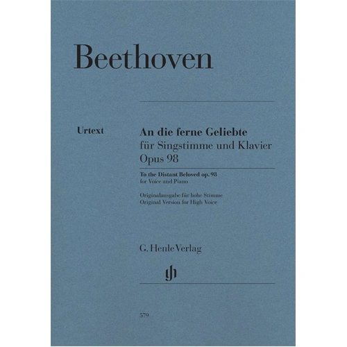 An die ferne Geliebte Op. 98 High Urtext by Ludwig van Beethoven, G. Henle Verlag, 33 pages, Vocal Voice