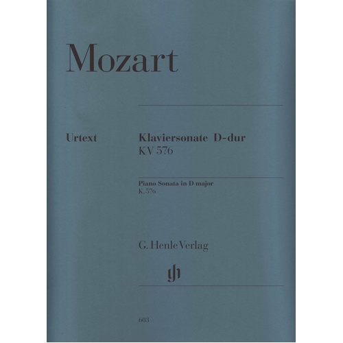 Mozart Piano Sonata D Major K 576 Urtext for Piano Solo by G. Henle Verlag
