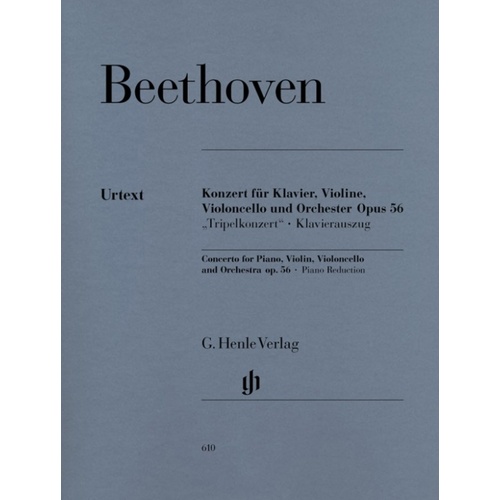 Triple Concerto Op 56 C Piano Violin Vc (Music Score/Parts) Book