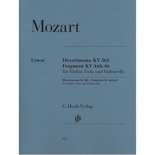 Mozart Divertimento K563 E Flat for Violin, Viola, Cello - G. Henle Verlag Edition, String Trio, 78 Pages