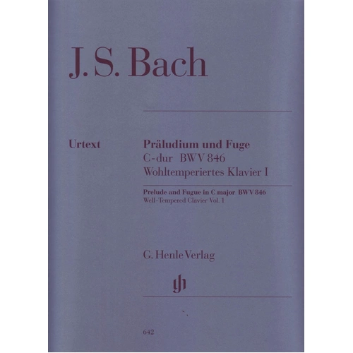 Bach Prelude and Fugue C Major BWV 846 Urtext Edition for Piano Solo, Edited by Heinemann, Fingering by Schiff, 7 Pages