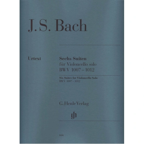 Bach - 6 Suites for Cello Solo BWV 1007-1012 Urtext Edition by G. Henle Verlag, 136 Pages