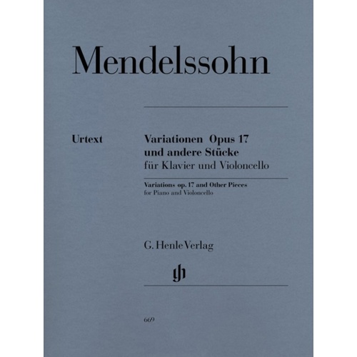 Variations Op 17 And Other Pieces Vc/Piano (Softcover Book)