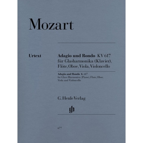 Adagio And Rondo K 617 C Min Piano Flute Oboe Viola Vc (Set Of Parts) Book