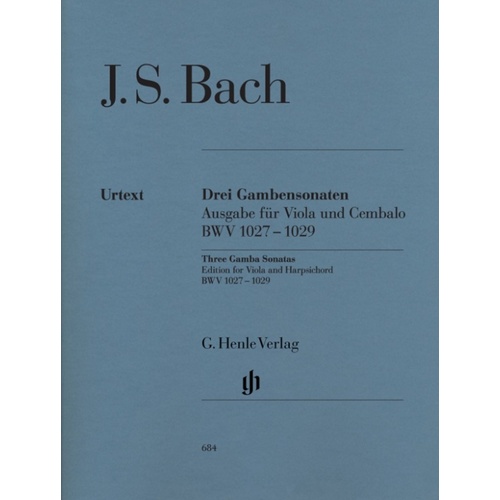 Bach - 3 Gamba Sonatas Viola/Piano (Softcover Book)