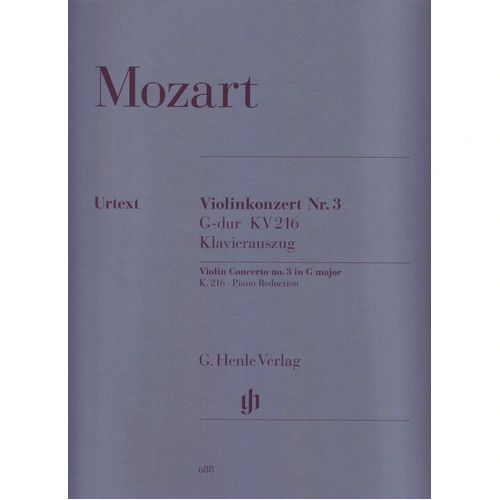 Mozart Violin Concerto No. 3 G Major K. 216 Urtext Edition with Piano Reduction