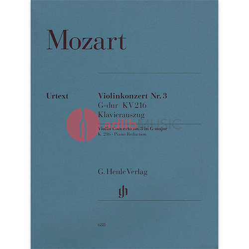 Violin Concerto No 3 in G Major K 216 Urtext Edition for Violin and Piano