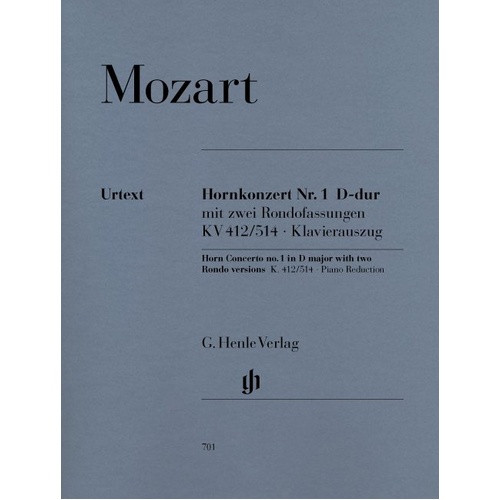 Mozart Horn Concerto No. 1 in D Major K.412/514 with Rondo Versions, Piano Reduction by Jan Philip Schulze, G. Henle Verlag