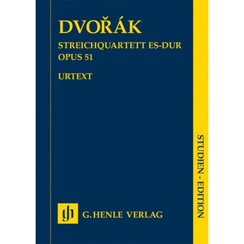 Dvorak String Quartet in E Flat Major Op. 51 Study Score by G. Henle Verlag, 59 Pages, Viola and Cello