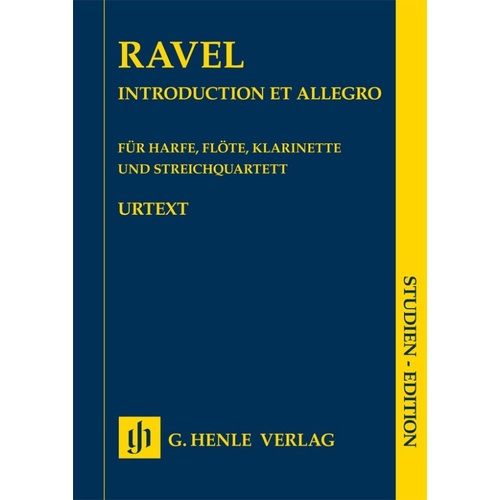 Ravel - Introduction et Allegro for Harp, Flute, Clarinet & String Quartet Study Score 54 Pages