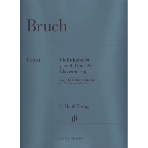 Bruch - Concerto No 1 in G Minor Op. 26 for Violin and Piano, Urtext Edition by G. Henle Verlag, 84 Pages