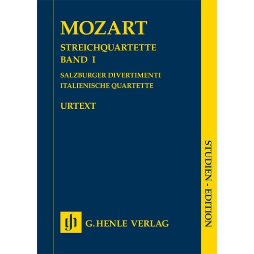 Mozart String Quartets Vol 1 Study Score - K. 80, K. 136-138, K. 155-160, Cello|Viola, G. Henle Verlag, 138 Pages
