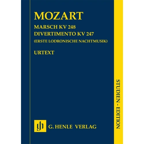 Mozart March K 248 / Divertimento K 247 Study Score for Cello and Viola, 64 Pages, G. Henle Verlag