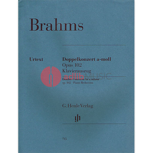 Brahms - Double Concerto in A Minor Op. 102 for Violin, Cello, Piano Accompaniment - Henle HN715