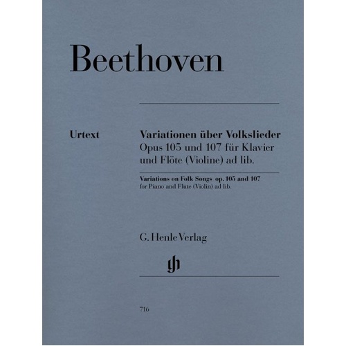Beethoven Variations Op. 105 & 107 for Flute and Piano, G. Henle Verlag, 131 Pages