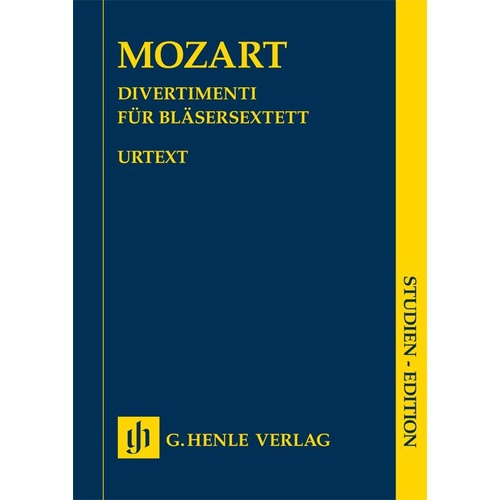 Divertimenti for Wind Sextet Study Score by Mozart, G. Henle Verlag, Oboe, Horn, Bassoon, 1 Page