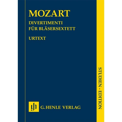 Divertimenti for Wind Sextet Study Score by Mozart, G. Henle Verlag, Oboe, Horn, Bassoon, 1 Page