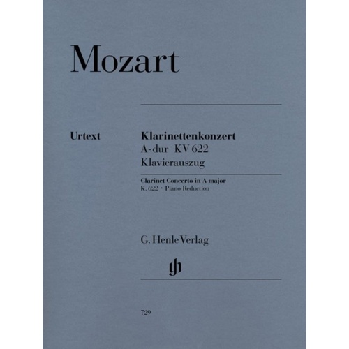 Mozart Clarinet Concerto A Major K 622 Urtext Edition with Piano Reduction and Basset Clarinet Parts