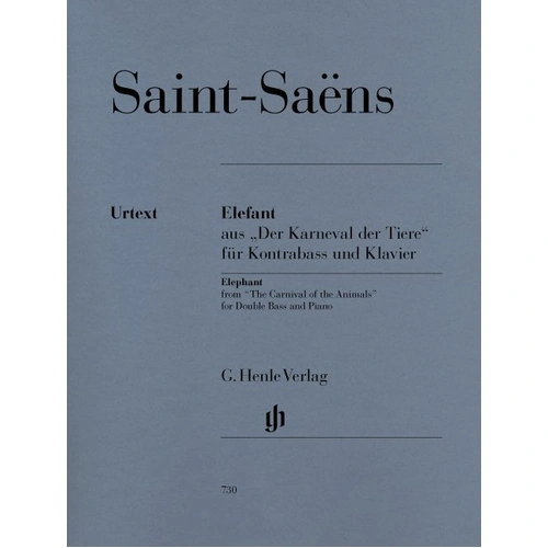 The Elephant from Carnival of the Animals for Double Bass and Piano by Camille Saint-Saens, G. Henle Verlag, 14 Pages